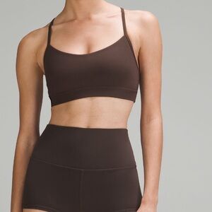 Lululemon Flow Y Bra Nulu Light Support for A-C cups. Color - Espresso. Size 6.